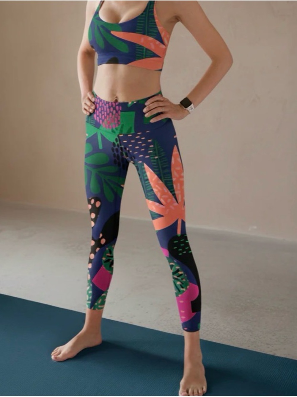 Vibrant Tropical Print High-Waist Leggings
